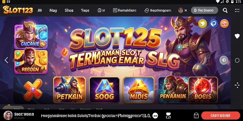 Tampilan gameplay SLOT123 yang menegangkan dengan berbagai tema slot.