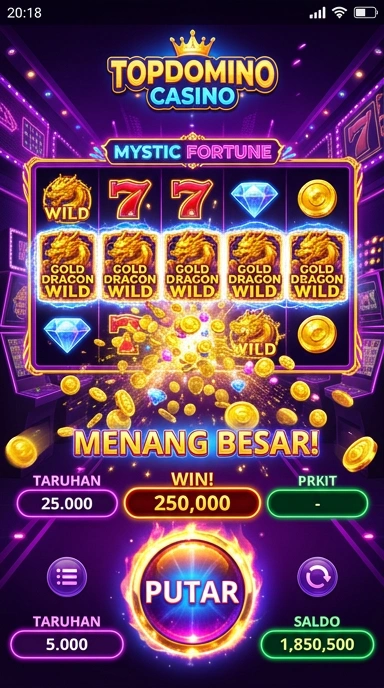 Tampilan antarmuka aplikasi topdomino yang menarik.